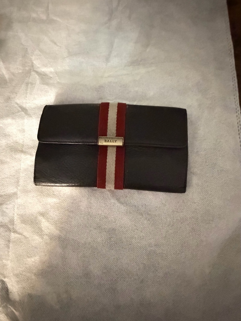 Vintage Bally Leather Long Wallet Clutch Red White Stripe – Designer